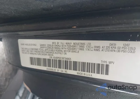 2008 Subaru Outback 2.5I Limited/2.5I Limited L.l. Bean Edition from USA, damaged, VIN 4S4BP62C087349625